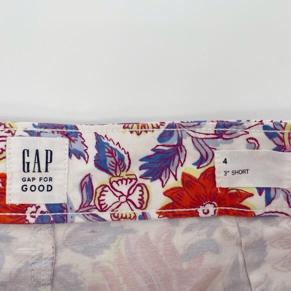 Gap For Good 3” Shorts Sz 4 Flower Floral Print Vacation Tropical Cotton New - Picture 3 of 8